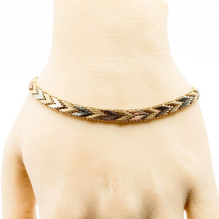 14K Tri-Color Gold Solid Riccio Link Men's Bracelet