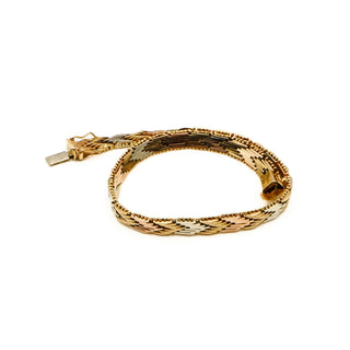 14K Tri-Color Gold Solid Riccio Link Men's Bracelet