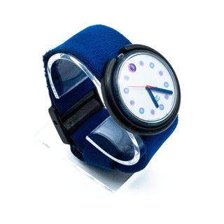 Vintage Rare 1991 Pop Swatch Contessa Watch PWN104 With Blue Band & Black Bezel