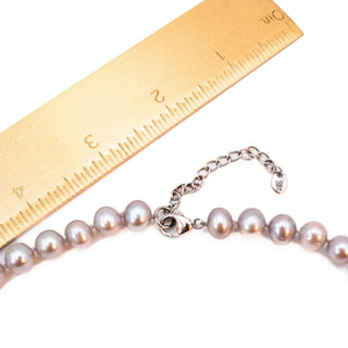 Vintage 18 to 20-Inch Cultured 9.15mm Grey Baroque Pearl Necklace With 925 Clasp