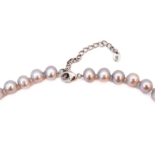 Vintage 18 to 20-Inch Cultured 9.15mm Grey Baroque Pearl Necklace With 925 Clasp