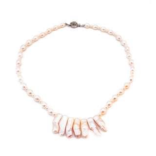 Vintage 19.5-Inch Cultured White & Pink Baroque Pearl Necklace