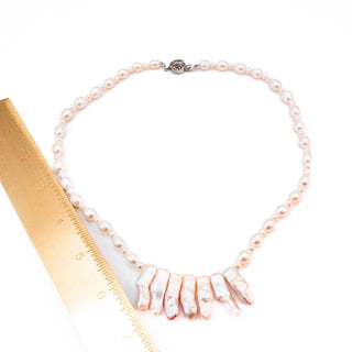 Vintage 19.5-Inch Cultured White & Pink Baroque Pearl Necklace