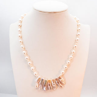 Vintage 19.5-Inch Cultured White & Pink Baroque Pearl Necklace