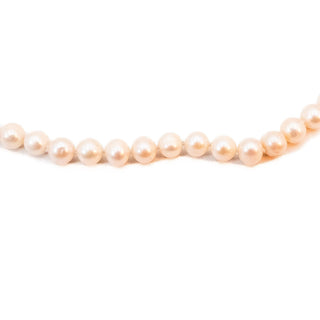Vintage 18-Inch Cultured White 7mm Pearl Necklace Heart Toggle Clasp