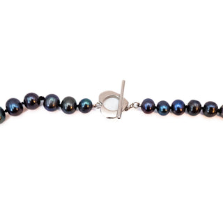 Vintage 27.5-Inch Cultured 7-8mm Black Pearl Necklace With Heart Toggle Clasp
