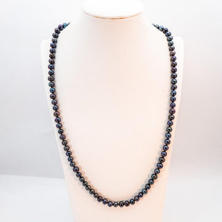 Vintage 27.5-Inch Cultured 7-8mm Black Pearl Necklace With Heart Toggle Clasp