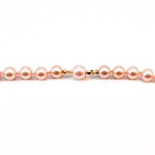 Vintage 26-Inch Simulated Blush Pink 8mm Pearl Necklace With GP Clasp