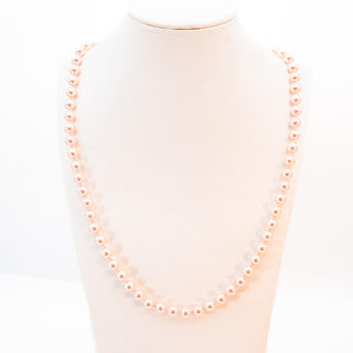 Vintage 26-Inch Simulated Blush Pink 8mm Pearl Necklace With GP Clasp