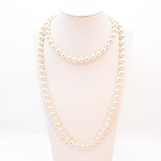 Vintage 44-Inch Simulated 10mm Silver Grey Pearl Necklace