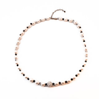 Vintage 18 to 20-Inch Simulated White Pearl Necklace With AB Crystals