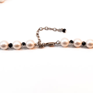 Vintage 18 to 20-Inch Simulated White Pearl Necklace With AB Crystals