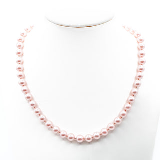 Vintage 18-Inch Kissaka Simulated Pink Glass Pearl Necklace With GP Clasp