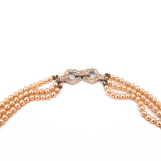 Vintage 16.5-Inch Simulated Graduating Champagne Pearl Triple Strand Necklace
