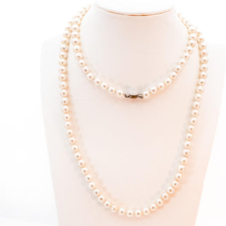 Vintage 37-Inch Simulated White Pearl Necklace