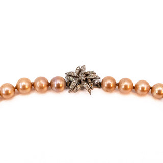 Vintage 23-Inch 1960's Panetta Simulated Champagne Pearl Necklace