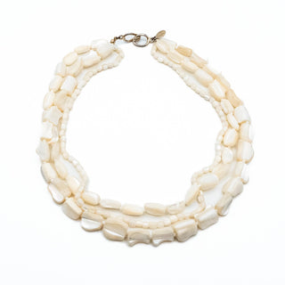 Vintage 18-Inch Express White Mother-of-Pearl Three Strand Necklace