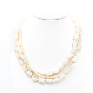 Vintage 18-Inch Express White Mother-of-Pearl Three Strand Necklace
