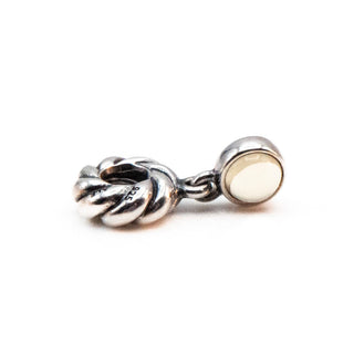 PANDORA Retired Lime Quartz Sterling Silver Disk Dangle Charm