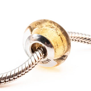 Michael Anthony Jewelers Italy Yellow Murano Glass Bead Sterling Silver Charm