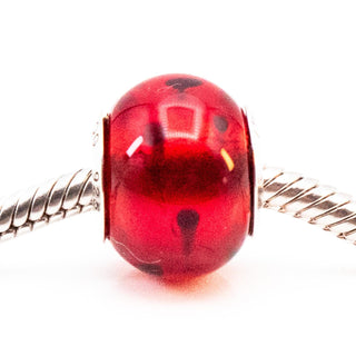 QG Brand Red Murano Glass Bead Sterling Silver Charm
