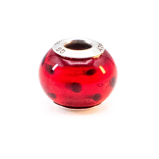 QG Brand Red Murano Glass Bead Sterling Silver Charm