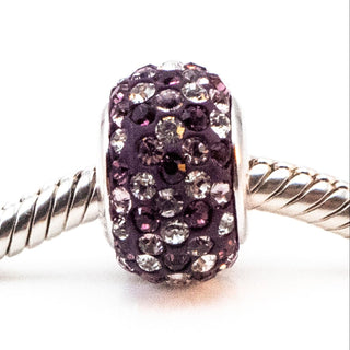 Michael Anthony Purple & Clear Crystal Bead Sterling Silver Charm