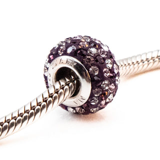 Michael Anthony Purple & Clear Crystal Bead Sterling Silver Charm
