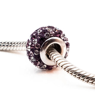 Michael Anthony Purple & Clear Crystal Bead Sterling Silver Charm