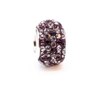 Michael Anthony Purple & Clear Crystal Bead Sterling Silver Charm