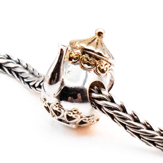 Teapot Sterling Silver Charm With Yellow Gold Plated Accents