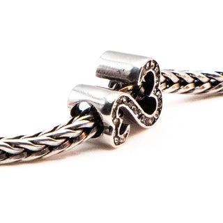 Interlocking Heart Infinity Sterling Silver Charm With Clear Crystal