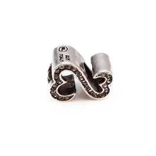 Interlocking Heart Infinity Sterling Silver Charm With Clear Crystal