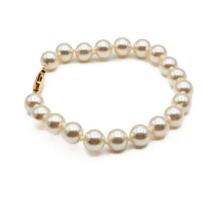 Vintage 6.9-Inch Cultured 8mm White Freshwater Pearl Bracelet With GP Clasp