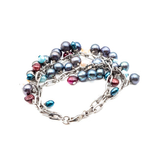Vintage 6.7-Inch Simulated Pearl Cluster Double Bracelet