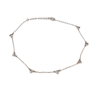 Sterling Silver Crystal Triangle Anklet Bracelet - 9 to 10.4 Inches