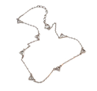 Sterling Silver Crystal Triangle Anklet Bracelet - 9 to 10.4 Inches