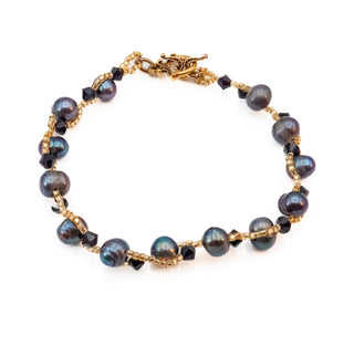 Cultured Peacock Pearl Baroque Freshwater Pearl Beaded Bracelet 7.5 Inches