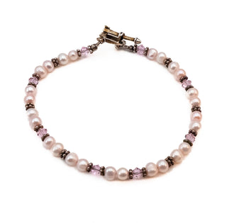 Cultured White Mini Baroque Freshwater Pearl Swarovski Crystal Bracelet