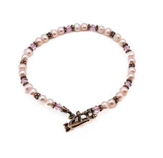 Cultured White Mini Baroque Freshwater Pearl Swarovski Crystal Bracelet