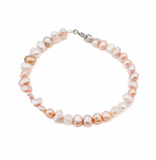 Cultured Pink & White Mini Baroque Freshwater Pearl Bracelet 7.5 Inches