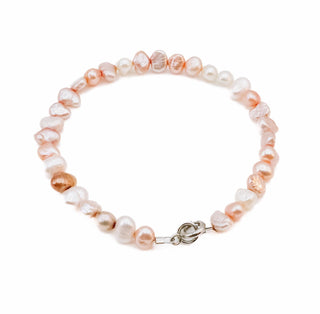 Cultured Pink & White Mini Baroque Freshwater Pearl Bracelet 7.5 Inches