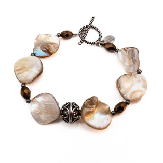 Donna Dressler Mother of Pearl Sterling Silver Toggle Bracelet 8 Inches