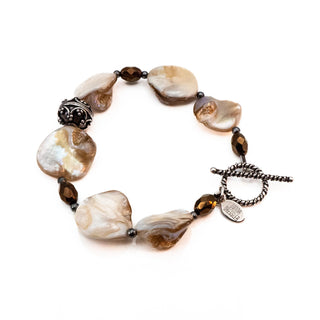 Donna Dressler Mother of Pearl Sterling Silver Toggle Bracelet 8 Inches