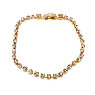 Vintage Gold Plated Crystal Tennis Bracelet 7.3 Inches