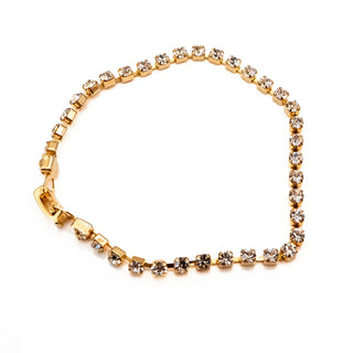 Vintage Gold Plated Crystal Tennis Bracelet 7.3 Inches