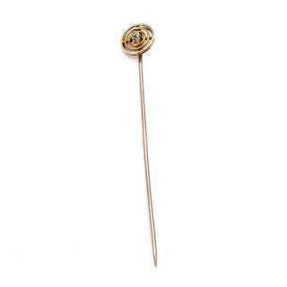 Vintage 14K Yellow Gold Old European Cut Diamond Stick Pin
