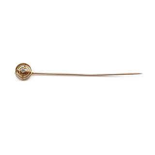 Vintage 14K Yellow Gold Old European Cut Diamond Stick Pin