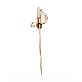 Vintage Gold Plated Sword Stick Pin With Mother of Pearl And Turquoise