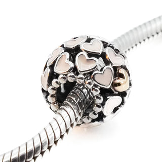 PANDORA Abundance of Love Sterling Silver Heart Bead With 14K Gold & Pink Enamel
